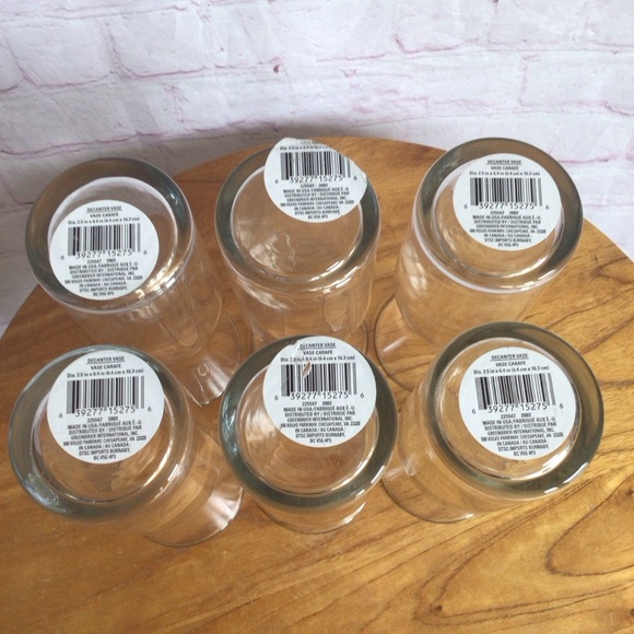 Timeless Clear Glass Hourglass Vases Juice Wine Carafes - Set of 6 - Picture 4 of 5